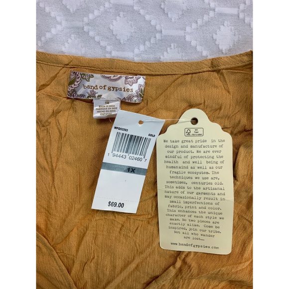 NWOT band of gypsies Yellow Long Sleeve tags removed for laundering Never worn - Picture 7 of 9